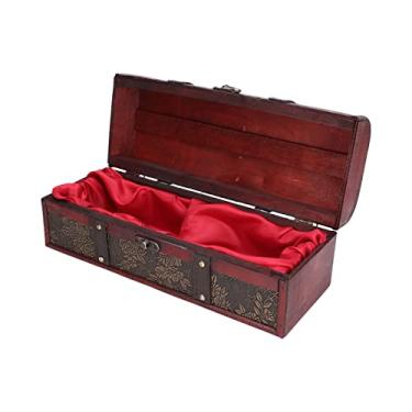 Imagem de GLOGLOW Caixa de Vinho de Madeira, Decoração Pirata Estilo retrô Europeu, Armazenamento para Vinho, Cerveja Champanhe, baú de Embalagem de Presente, 14 X 5,3 X 5,1 Polegadas