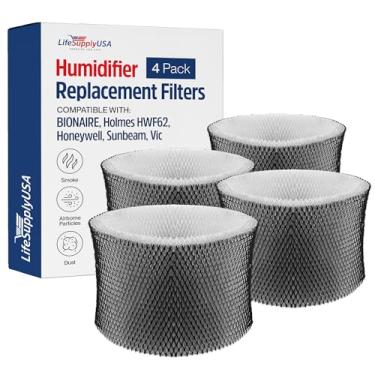 Imagem de LifeSupplyUSA HWF62 Filtro de umidificador de substituição para filtro de pavio A compatível com BIONAIRE, Holmes, Honeywell, Sunbeam, Vicks (pacote com 4)
