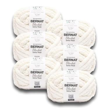 Imagem de Bernat Fio branco vintage extragrosso - 1 pacote de 1200 g - 100% poliéster - jumbo nº 7-144 jardas - fio grosso para tricô manual/crochê