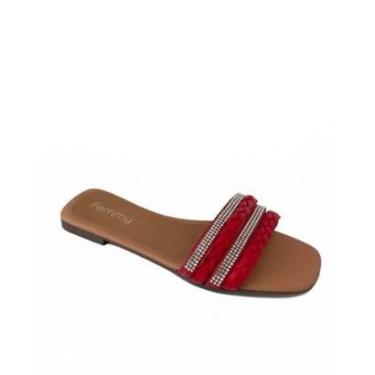 Imagem de Sandália Feminina Rasteirinha Femmy Strass Trança Color-Feminino