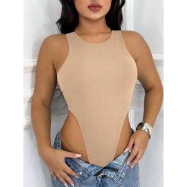 Imagem de Body Cavado Feminino Asa Delta Regata Feminino Collant  Liso Balada Bo