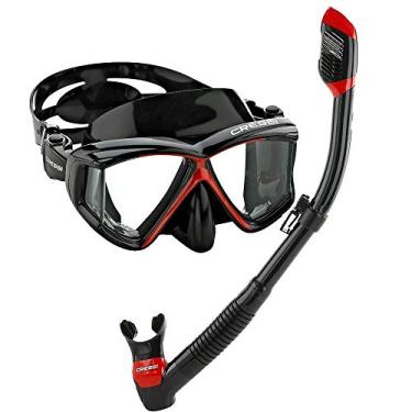 Imagem de Kit de Mergulho Máscara+respirador Cressi Pano 4 & Supernova Dry - Preto/vermelho