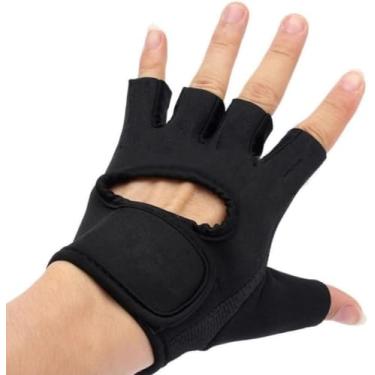 Imagem de Par de Luva De Academia Meio Dedo Musculação Unissex Preta Preto Lisa Unico