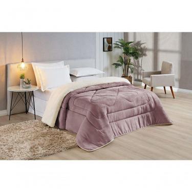 Imagem de Coberdrom Casal Padrão Sherpa Pele De Carneiro Conforto 01 Peça - Rosê