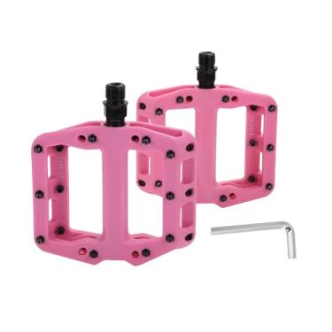 Imagem de Partuto Pedal de bicicleta Pedal plano de nylon sem tiras refletoras rosa ajuste 14 mm eixos pedal de bicicleta antiderrapante para bicicletas de estrada BMX MTB 1 par