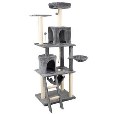Imagem de Arranhador de gato grande, luxuoso, multifuncional com casas, cama de 