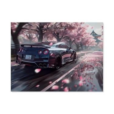 Imagem de HouLaiZhe R35 Carro Esportivo Flor de Cerejeira Posters Tela Estética Sala Decoração de Parede Impressões Galeria Sala Decoração de Parede para Quarto Sala de Estar Escritório 24 x 32 polegadas (60 x