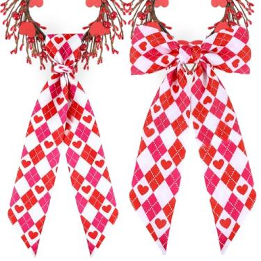 Imagem de 2 faixas de guirlanda para porta da frente, 147 x 11 cm, grinalda de coração doce, faixa de cetim, acessórios de fita para decoração de janela e porta de quintal (Dia dos Namorados-4)