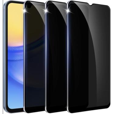 Imagem de Amleute 【Pacote com 3】 Protetor de tela de privacidade projetado para Samsung Galaxy A16/A26 5G 【Suporte para desbloqueio de impressões digitais】 Vidro temperado 9H, filme anti-espião compatível com