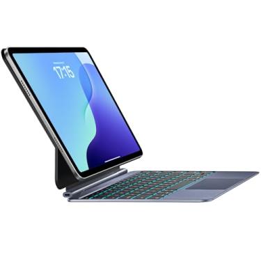 Imagem de Jibrealg Capa com teclado para iPad 11ª (A16 2025) e 10ª geração (2022), teclado mágico ultrafino com trackpad, luz de fundo de 7 cores, teclado inteligente ultraleve para iPad A16, prata