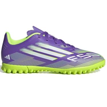 Imagem de adidas Chuteiras de futebol F50 Club TF Mid Jr para meninos, Roxa, 19