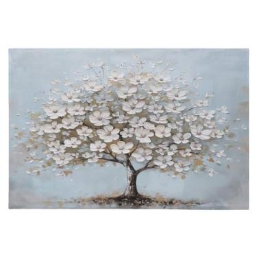 Imagem de Wassud Tapete de porta de flor de cerejeira branca 61 x 89 cm, tapete de área lavável antiderrapante com suporte de borracha, tapete macio e macio para sala de estar, quarto, entrada, entrada