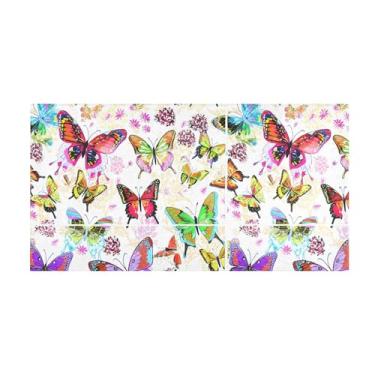 Imagem de Burbuja Tapete de corredor colorido borboletas flores pelúcia antiderrapante tapete de cozinha tapete de borracha para corredor, quarto, sala de estar, decoração de entrada, lavável na máquina, 51 x