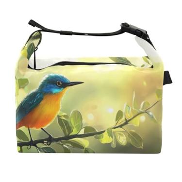 Imagem de STAYTOP Linda lancheira azul laranja pássaro com fivela de alça, lancheira isolada para meninos e meninas lancheira bolsa térmica para trabalho escolar