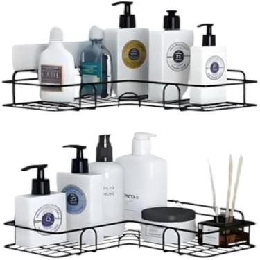 Imagem de Prateleira de canto aramada em L, porta shampoo, 2 pecas, estavel.