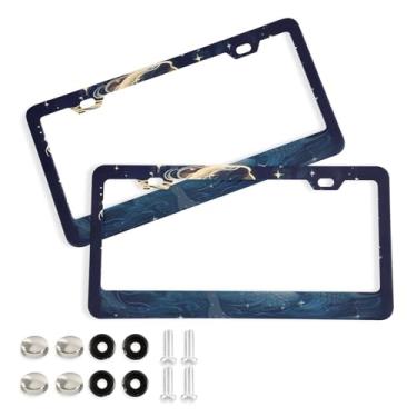 Imagem de Wassud Linda moldura de placa de licença de sereia com parafusos, 2 pacotes de molduras decorativas de etiqueta de carro de alumínio, acessórios universais de carro para mulheres e homens
