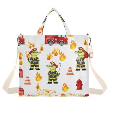 Imagem de Burbuja Sacola feminina de crocodilo bombeiro, de veludo cotelê, bolsa tiracolo para compras, trabalho, viagens, C242, Small