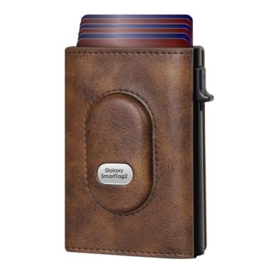 Imagem de GAOCHALE Carteira masculina para Samsung Smarttag2 com porta-cartões pop-up compatível com etiqueta Samsung com bloqueio de RFID, capacidade para cartão de 10 a 14 anos | Janela para identidade | Slot
