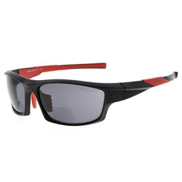 Imagem de Eyekepper Óculos de sol esportivos bifocais TR90 com armação de beisebol, corrida, pesca, condução, golfe, softball, caminhadas, luz do sol, Sg904 Armação preta/braço vermelho, 1.50