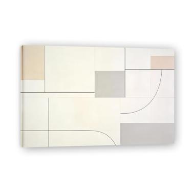 Imagem de Serenidade em branco Tela abstrata minimalista: paleta neutra de formas geométricas para decoração de quarto minimalista emoldurada 15,17,8 x 59,9 cm