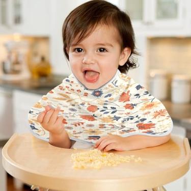 Imagem de CEBUGI Panos para Arrotar Musselina Bebê 56x28 cm Toalhas de Bebê Absorventes Pequenas Flores Algodão Arrotar Trapos para Bebês Meninos e Meninas Pacote com 2