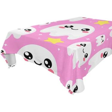 Imagem de Burbuja Linda toalha de mesa Boo, toalha de mesa quadrada anti-rugas grossa para decoração de jantar, cozinha, festa, 152 x 152 cm