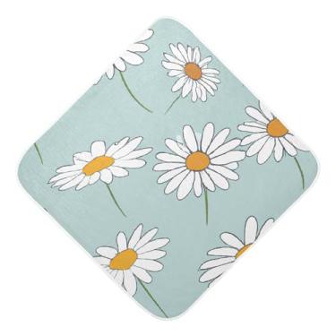 Imagem de Burbuja Toalha de banho para bebê Daisy Flowers - Toalha com capuz de musselina macia e absorvente para recém-nascidos, 76 x 76 cm