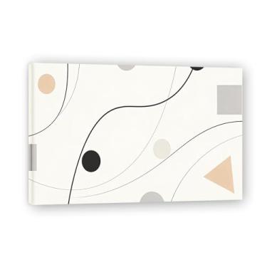 Imagem de Formas simplificadas Arte em tela minimalista: Serenidade tons neutros grande área em branco para decoração de espaço calmo 19,78 x 75 cm emoldurada