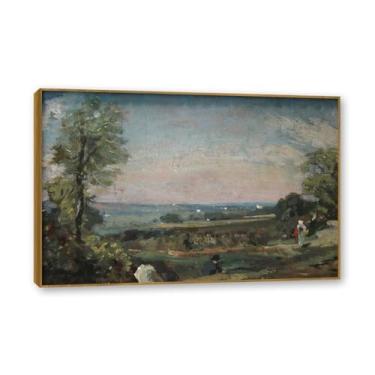 Imagem de NHLDZYH Moldura de Teca. John Constable - (paisagem 49), quadro de tela de romance inglês, paisagem atmosférica, arte de parede com moldura para biblioteca ou sala. 60x90cm