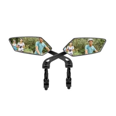 Imagem de RUIFUU 2 peças de espelhos retrovisores de bicicleta, espelhos ajustáveis para guidão, espelho retrovisor de segurança giratório universal para bicicleta eBike peças de reposição