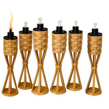 Imagem de kit 2 a 4 Tochas de Bambu são João festa junina acampamento decoração 