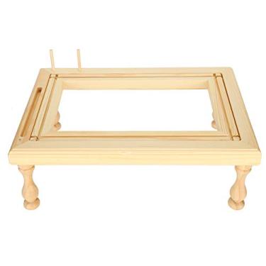 Imagem de Akozon Moldura de Bordar de Mesa para Ponto Cruz e Costura – Suporte de Madeira Ajustável Com Superfície Brilhante, Ideal para Artesanato Em Casa ou Estúdio