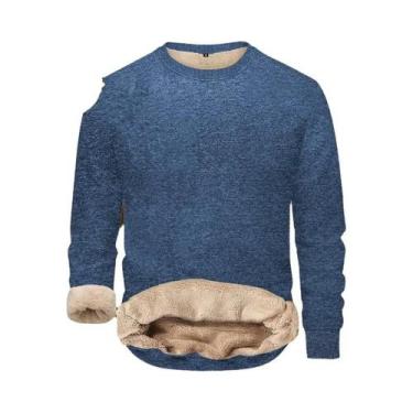 Imagem de Moletom Masculino Slim Fit Com Forro De Sherpa, Manga Longa, Térmico, 