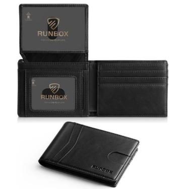 Imagem de Carteira RUNBOX RFID Leather para homens e mulheres com 2 janelas ID