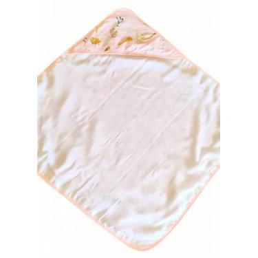 Imagem de Toalha de Banho Bebê Menina Safari Rosa Sonho Encantado Suave e Macia – Capuz Forrado em Fralda 70x70cm