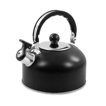 Imagem de Chaleira Inox com Apito Ferve Rápido Fogão Gás Indução Elétrico 3 Cores，Perfeita para o Dia a Dia Brasileiro e Encontros com Amigos, Não Perde Tempo na Preparação(PRETA)