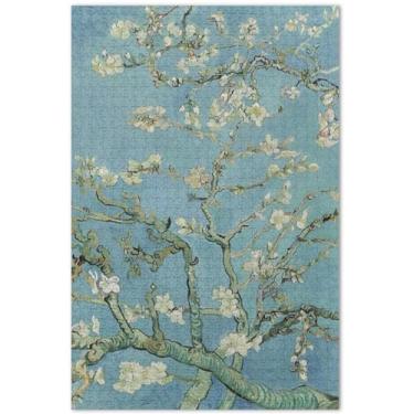 Imagem de Quebra-cabeça de flor de amendoeira Vangogh 500 peças para adultos presentes tecnológicos para família, pintura de flores, 50 x 35 cm