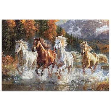 Imagem de Quebra-cabeça de cavalos correndo 1000 peças presentes adultos para jogo de elefante branco Prime Puzzles jogo de brinquedo arte
