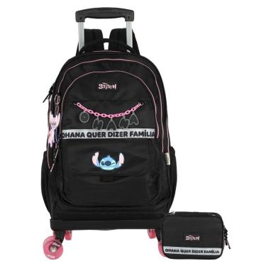 Imagem de Kit Escolar Lilo Stitch Mochila 4 Roda + Estojo Box