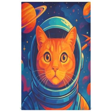 Imagem de Joisal Capacete de traje espacial de gato vibrante toalha de chá de mão fofa toalhas de prato decorativas para cozinha lavar pratos absorventes de banheiro 45 x 71 cm, 1 pacote