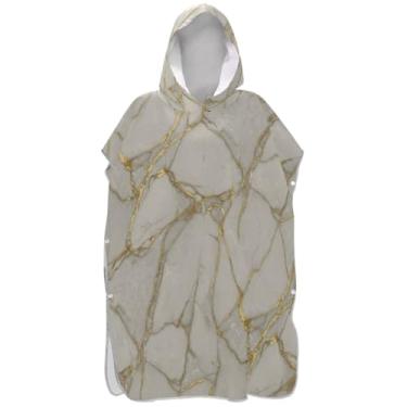 Imagem de Joisal Poncho de surf elegante com textura de mármore cinza para toalha de banho com capuz Adul bonito poncho masculino plus size com capuz