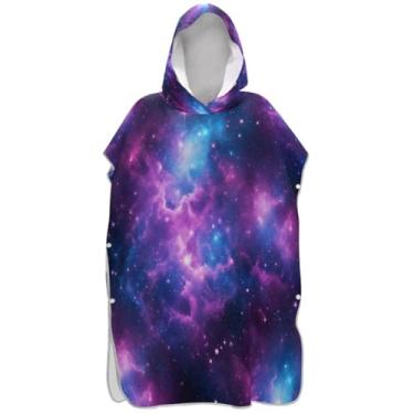 Imagem de Joisal Cosmic Nebula Surf Poncho para adulto trocador toalha de banho com capuz plus size homens mulheres poncho com capuz