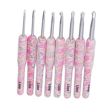 Imagem de Naroote Conjunto de Gancho de crochê de Alumínio para Impressão Com 8 Ganchos Coloridos, Agulha de tricô Ergonômica para crochê e Artesanato, Ideal para (Esmagar Flor)