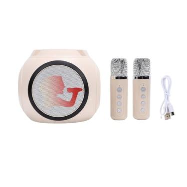 Imagem de Alomejor Máquina de karaokê Com 2 Microfones Sem Fio, de Alto-falantes Bluetooth para Festas Em Casa, Acampamentos Ao Ar Livre e para cantar. (WHITE)