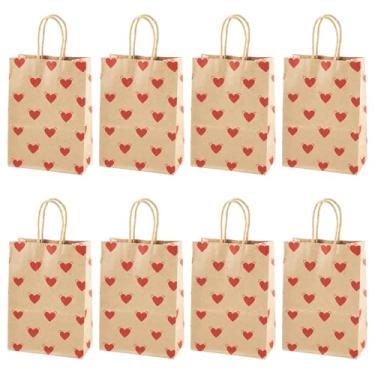 Imagem de 10 sacos de papel de dia dos namorados, sacos de presente de dia dos namorados com alças, pequenos sacos de presente de coração para aniversários, dia das mães, chás de bebê, chás de panela