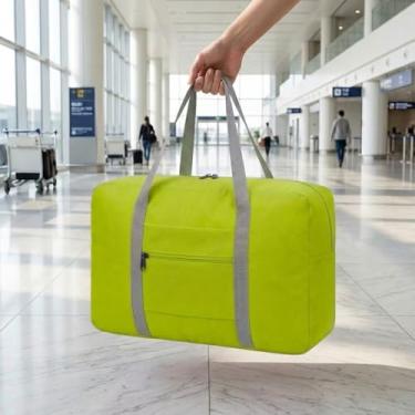 Imagem de Bolsa de viagem para itens pessoais, 45 x 35 x 20 cm, mala de mão dobrável sob o assento para mulheres e homens, Verde fluorescente, 17.7 x 12.6 x 6.3 inches, Bolsa de itens pessoais 45,7 x 35,5 x