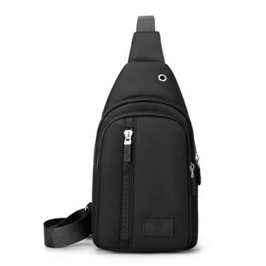 Imagem de Bolsa tiracolo pequena para mulheres e homens, mochila tiracolo de peito para viagens ao ar livre e caminhadas, Preto, Medium