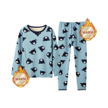 Imagem de Conjunto De Pijamas De Veludo Para Crianças Com Calças Impressas De Ma
