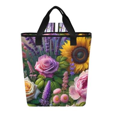 Imagem de Mochila térmica com 36 latas, lavanda, rosas, peônia, isolada, à prova d'água, 36 latas, bolsa térmica macia para viagens