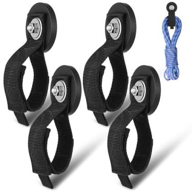 Imagem de Lemecima 4 ganchos magnéticos resistentes, suporte magnético para ferramentas, ganchos magnéticos de garagem, alça de cabo de extensão para cabos, corda, armazenamento de fios na garagem, oficina